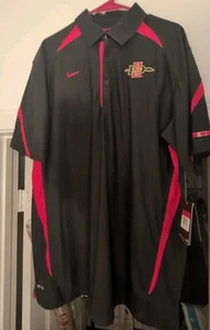 San Diego State Aztecs SDSU Nike Dri Fit Black Red Polo Shirt Size L Large NWT - Picture 1 of 11
