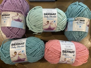 Bernat Baby Blanket Sparkle 5 Skeins Planetary Purple, Seaside Seafoam Rose Glow - Picture 1 of 5