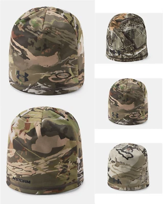 Under Armour Men Hunt Cap UA Scent Control Storm Camo Fleece Beanie 1300466 OSFM - Image 1 of 4