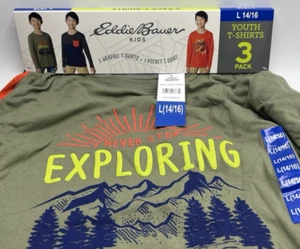 Boys Size L (14/16) Eddie Bauer 3-Pack Long Sleeve Tee Shirts - Picture 1 of 6