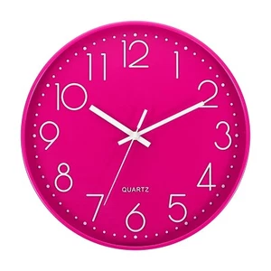 12" Wall Clock Battery Operated Silent Non-Ticking Round Clock Pink - Picture 1 of 6