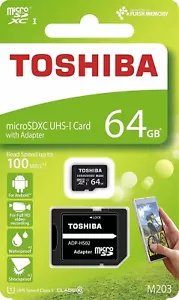 Toshiba 64GB Micro SD Memory Card with M203 SDXC UHS1 U1 Class10 SD Adapter - Photo 1 sur 1