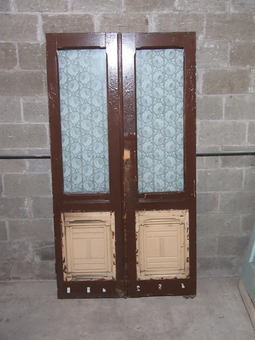 ~ ANTIQUE DOUBLE ENTRANCE FRENCH DOORS ~ 45.25 x 82.75 ~ ARCHITECTURAL SALVAGE Cover