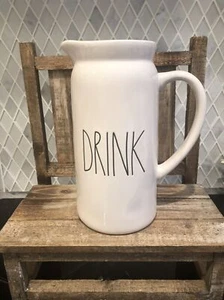 Rae Dunn Classic DRINK Ceramic Pitcher Large Lettering NEW - Picture 1 of 4