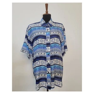Vintage 90er Jahre Seide Tropical Knopfleiste Hemd - Bild 1 von 6
