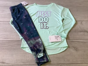 Nike Girls “ JUST DO IT” l/s Shirt & Printed Leggings Size 6(NWT) - Picture 1 of 5
