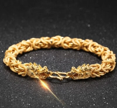 Brazalete Dragón Pequeño 6.5" Oro 18k Relleno Sobre Plata 10mm D731 Foto 1 de 4