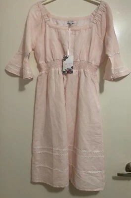 Ella & Sunday Hothouse flowers pale pink linen dress - image 1 of 4