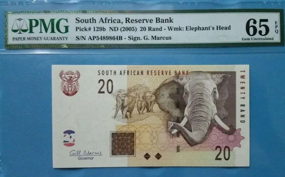 2005 South Africa 20 Rand PMG65 EPQ <P-129b> GEM UNC  - Image 1 of 3