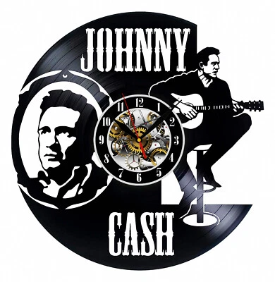 VINYL TIME Johnny Cash Vinyl Wall Clock Decor Gift Birthday Holiday Home Decor Music