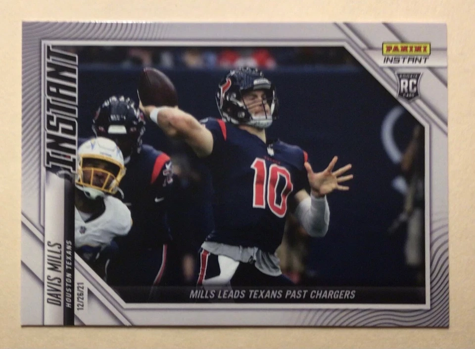  2021 PANINI INSTANT NFL Davis Mills RC Leads Texans Past Chargers  PR 206 - Image 1 of 3