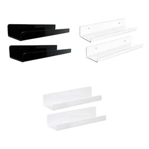2Pcs Acrylic Floating Wall Shelves Floating Shelves Multifunctional Wall Mounted - Picture 1 of 15