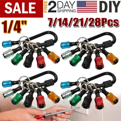 Lot 1/4" Hex Shank Quick Release Keychain Screwdriver Drill Bit Holder Bit Sets - Image 1 of 4