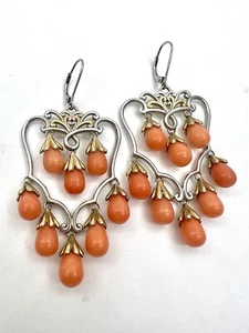 Gem En Vogue Michael Valitutti 925 Sterling Silver Angel Skin Coral Earrings - Picture 1 of 12