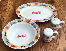 Coca Cola Dinnerware Dish Set Platter Serving Bowl Salt & Pepper Shaker - Gibson
