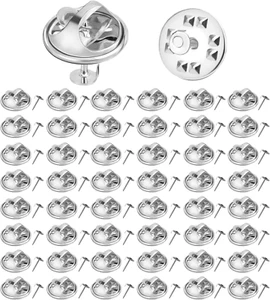 50 Pairs Pin Backs with Blank Pins,9Mm Length Locking Pin Backs and 4Mm Width Bl - Picture 1 of 12