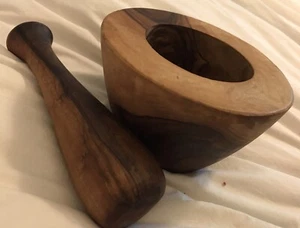 Wood Mortar and Pestle Set Herb Grinder Spices Grinder Wooden Mortar Pestle - Picture 1 of 8