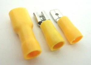 Flachstecker Steckverbinder Flachsteckhülsen Kabelschuh 4 - 6mm² Gelb 6,3mm - Bild 1 von 4