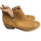 JG faux suede brown ankle boots booties low heel slip on womens 8.5