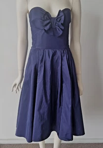 Moss & Spy Fully Lined 100% Silk Navy Cocktail Dress Size 8 - As New, Paid $800 - Picture 1 of 4