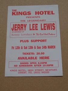 Jerry Lee Lewis 1993 Kings Hotel, Newport Handbill - Imagen 1 de 1