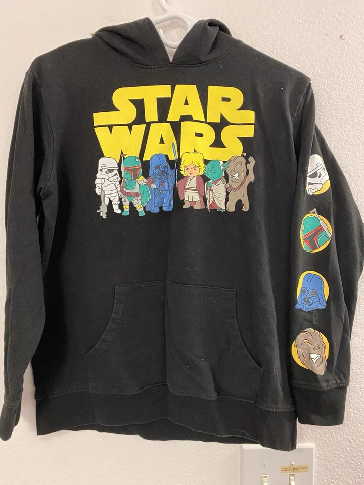 Star Wars Hoodie Youth Boys Size Large Darth Vader Yoda Chewbacca Boba Fett Luke - Image 1 of 4