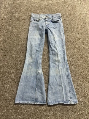 Vintage 1970s Levis Womens Light Wash Orange Tab Jeans Big Bell Flare 26x28 VTG - Image 1 of 4