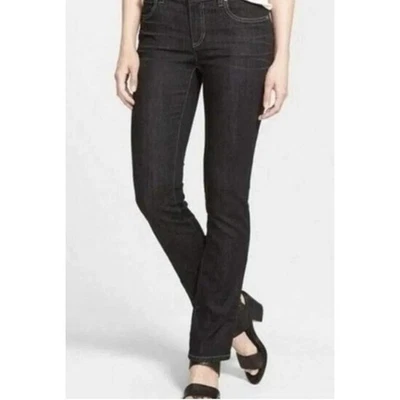 Pantalones de mezclilla para mujer Eileen Fisher negros descoloridos pierna recta algodón orgánico talla 4 Foto 1 de 4