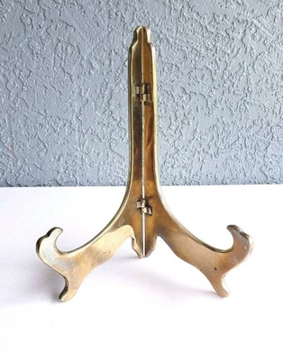 Caballete plegable vintage de 10" de latón pulido pesado con soporte para libros de arte 6" de extensión  Foto 1 de 4