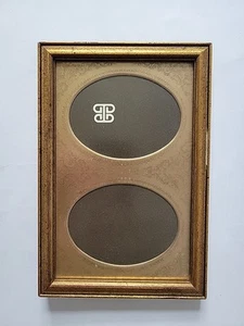 Vintage Golden Gilded Frame Antique Double Photo Copper/ Brass Mat Non-Glare 6x9 - Picture 1 of 5