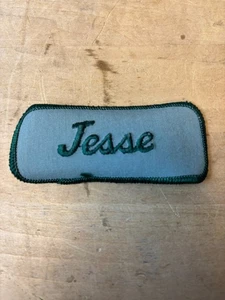 Vtg 70s JESSE Sew On Embroidered Clothing Jacket Uniform Name Patch GREEN - Picture 1 of 3
