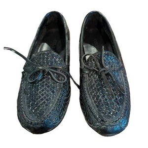 Cole Haan Woven Leather Bow Loafers Size 6 B Women's Black Driving Moccasins - Picture 1 of 7