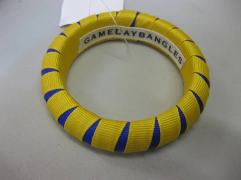 MICHIGAN WOLVERINES BANGLE BRACELET MAIZE/BLUE PEEK-A-BOO STRIPE NEW Cover