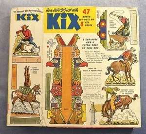 CAJA DE CEREALES KIX TÓTEM DE RODEO TRASERO Y LATERAL C. 1950 MOLINOS GENERALES - Imagen 1 de 4