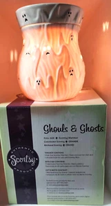 RITIRATO! Scentsy Halloween Ghouls & Ghosts scatola scaldavivande full size bianco nero - Foto 1 di 6