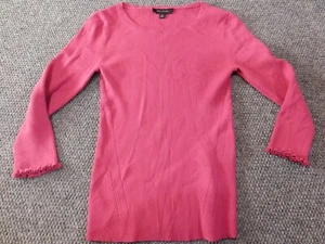 Ann Taylor Womens Sweater Medium Pink Pullover stretch classic designer - Picture 1 of 11