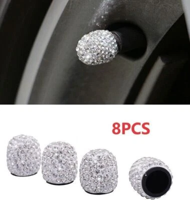 8pcs Diamond Bling Car Wheel Tire Air Valve Stem Cap Cover Silver Accessories Foto 1 de 4