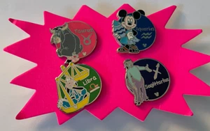 Disney Pins Lot of 4. Zodiac Signs Taurus, Libra, Aquarius... Hidden Mickey - Picture 1 of 2