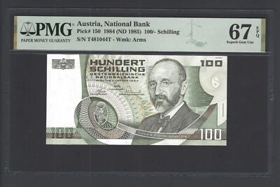 Austria 100 chelines 1984 (ND 1985) P150 sin circular grado 67 Foto 1 de 2