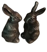 Pottery Barn Bunny Rabbit Easter Salt and Pepper Shakers Easter Pewter Metal