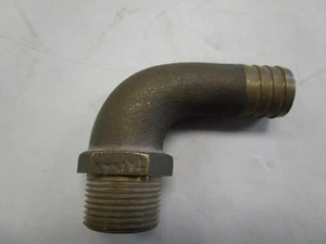 90 DEGREE BRASS FITTING 1 1/4" HOSE X 1" PIPE MARINE BOAT - Picture 1 of 5