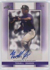 2019 Leaf Perfect Game National Showcase Purple 1/1 Tervell Johnson #BA-TJ1 Auto