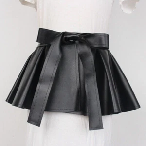 Ruffles Ladies Peplum Belt Corset Skirt Faux Leather Pleated Extra Wide - Picture 1 of 4