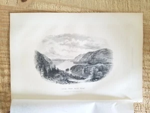 VIEW FROM WEST POINT UP THE HUDSON.VTG 1860 NY STATE 9.7" x 6.5" ENGRAVING PRINT - Picture 1 of 3