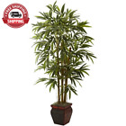 5.5' Bamboo Artificial Plant with Decorative Planter, Green