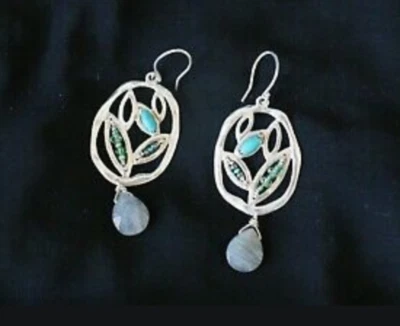 Pendientes turquesa labradorita plata de ley Silpada W2213 Foto 1 de 4