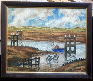 ::FERNAND ROUSSEAUX *1892 -1971 ÖLGEMÄLDE ORTSBEZEICHNUNG VERSO SIGNIERT RAHMEN - Picture 1 of 9