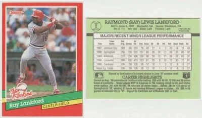 RAY LANKFORD ROOKIE CARD–1991 DONRUSS “THE ROOKIES” # 8-ST. LOUIS CARDINALS OF - Image 1 of 3