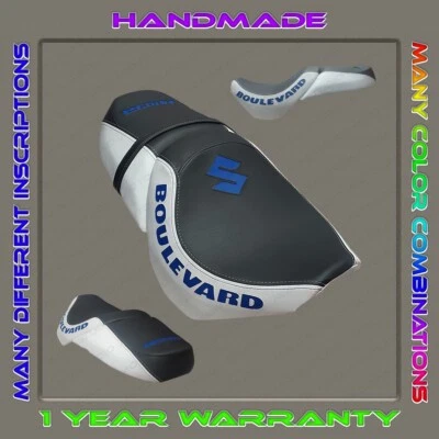 CUSTOM Design (Black-White+Blue) Seat Cover Suzuki BOULEWARD M109R 2006+ - Image 1 of 4