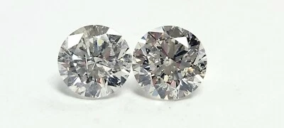 5.56 CTW Matching Pair Diamond Brilliant Round Excellent Cut D Color SI3 Clarity - Image 1 of 2